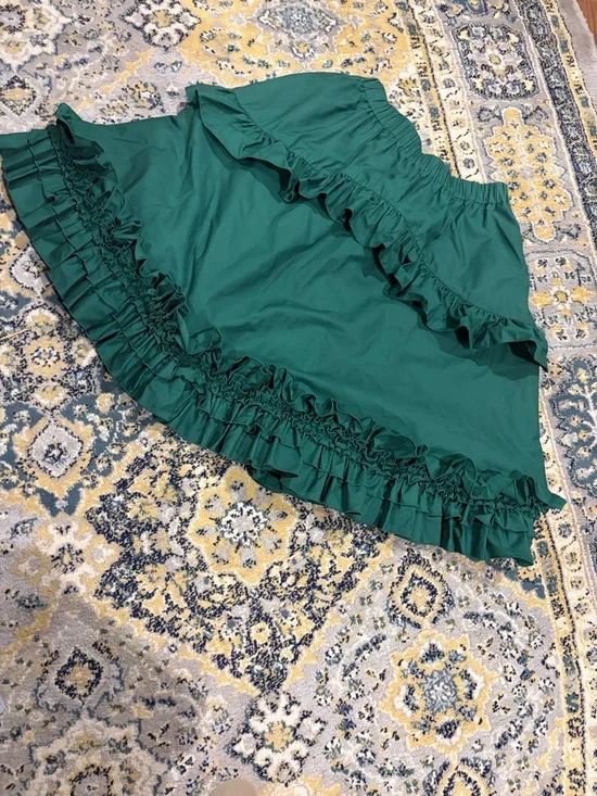 Jason Wu Emerald Green Ruffled A-Line Skirt - Picture 1 of 3